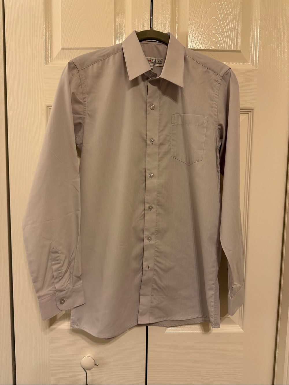 Boys Long-Sleeve Dress Shirt in Light Gray - Classic Point Collar
